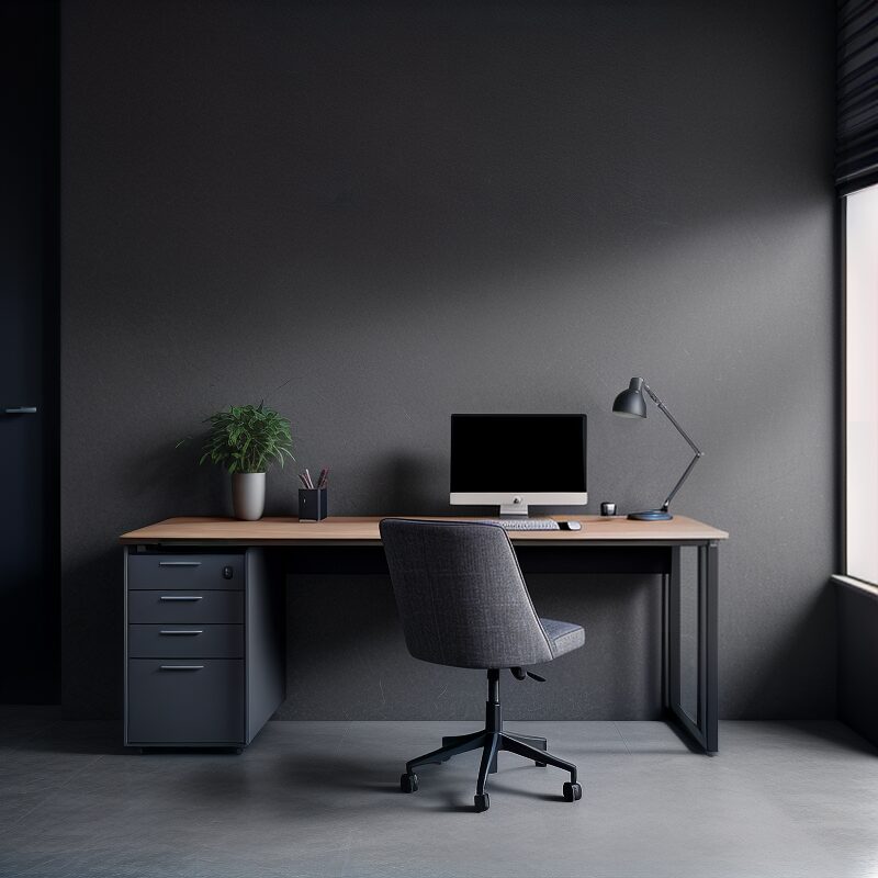 Computer Desk, Lamp, Chair